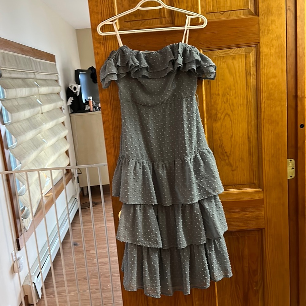 Blue off the shoulder dress